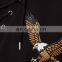 Black embroidered lace up neck and kangaroo pocket hoodie