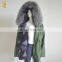 Genuine Silver Mongolian Lamb Khaki Green Fur Women Winter Coat