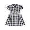 2019 New Arrival Girl scottish plaid black and white plaid Turn-down Collar Dress For Little Girl wholesale price