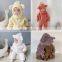 Autumn and winter new born baby one-piece romper for men and women, cute plush thick section, outing at home warm romper
