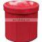 RTS Low Factory Price Round Printing Polyester Foldable Storage Ottoman Foot Stool