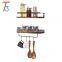 Rustic Wood Wall Floating Farmhouse Entry Shelf Rack With Hooks