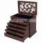 6 Layers Jewelry Storage Box Large Jewelry Organizer Wooden Case with 5 Drawers Dark