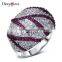 Deluxe Cocktail Party Chunky Style Zebra Pattern Purple Cubic Zirconia Colorful Ring