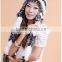2015 new style rabbit fur hat and scarf two piece set earflap headwear with long tail
