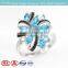 2015 popular white plated blue topaz natural stone 925 silver ring for ladies