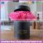 2016 luxury rose delivery black cardboard printing round flower box/round rose box