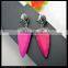 LFD-079E Fashion Pave Rhinestone Pink Agate Stone Arrow Point Shape Earrings Jewelry Finding