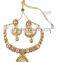 Indian Gold Tone Polish Party Wear Necklace With Earrings Set For Women
