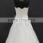 two layer lace boat neckline with hand-made flowers bling bling cording lace long train wedding dress