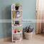 White chinese style movable wood corner shelf design