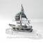 Custom decorative gold color sailing boat model with K9 crystal base for business gift