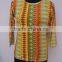Yellow color & geomtrical printed winter wear latest design hojari t-shirts / Screen printed hojari fabric