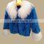 factory price rex rabbit fur coat with tibet lamb fur collar