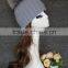 Custom Design Knitted Fashion Cheap Winter Hats Raccoon Fur Ball Hat For Women