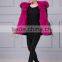 Hot Pink Thick Part Fox Fur Trimmed Luxury Ladies Fashion Short Parka