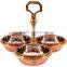 Indian Art Villa Steel Copper 3 Bowl Compartment Pickle Dish SERVING Restaurant Ware Hotel Home USe