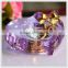 Purple Diamonds Heart Crystal Music Box With Golden Rose for Gifts