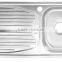 Above Counter Stainless Steel Single Bowl Kitchen Sink With Drainboard GR-607