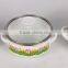 Cow Design 12/14/16CM Metalac Glass Lid Enamel Cookware Set With Decoration