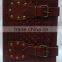 Handmade Vintage Embossed Leather Journal With Dual Belt
