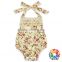 Newborn Baby Organic Cotton Rompers Lace Halter Custom Print Design Babies Clothes