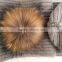 Myfur Best Seller Soft Knitted Plain Scarf Solid Color for Adults with Real Raccoon Fur Pompom