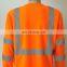 Alibaba China orange safety reflective long sleeve polo shirt with pockets with ENISO 20471 hi viz reflective tape