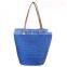 White Button Design Handle Simple Straw Beach Bag