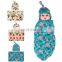 Newborn Baby Floral Receiving Blankets Swaddling Cotton Blankets With Hat Photography Props