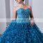 Blue Sweetheart Sleeveless Sweep Train Lace-up Evening Gowns Piping Beaded Quinceaneras Dress