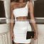 2020 One Shoulder Sleeveless Sexy Dress Stacked New Ruched Mini Bodycon Dress Summer Women Backless Mini Party Dresses