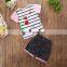 Baby Girl flower Outfit Toddler short sleeve tops + striped shorts 2PCS Set Summer Clothing for 1-6Y