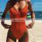 Vintage Solid Basic One-Piece Bikini Woman Sexy Push Up Swimsuit Tight G String High Waist Swimsuit Student Summer Beach