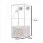 Covered Makeup Brush Holder with Dustproof Lid, Pearls Beads, Large Capacity Acrylic Clear Cosmetic Brush Storage Organizer for Vanity