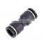 PU Series Black Pneumatic Push To Connect Straight equal in line Union PU One Touch fitting