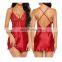 OEM new women's sexy underwear lace deep V-neck transparent sexy pajamas with neck hanging