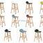 Discount modern designer design bar furniture wood leg pu fabric face oh bar chair