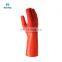 Orange Heavy Duty Acid Alkali Resistant Chemical Work Safety For Industry Labor Protective Fishing Crinked Rubber Gloves