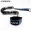 Best quality Navy color isup coild leash 7mm/8mm 9ft/10ft with pvc logo for sup paddle board
