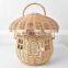 Hot Sale Cute For Kid Mushroom Rattan Basket House with Handle, Wicker Bag Kids Toys Wholesale Supplier