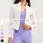 Custom Women Clothing Stand Up Collar Full Zip Drawstring Sports Tops Long Sleeve Gym Fitness Short Jackets Women Yoga Jacket