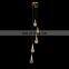 Living room decorative gold luxury led pendant light hotel modern hanging lamp stairwell large long k9 crystal chandelier