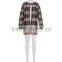 Ladies grid cardigan coarse needle sweater