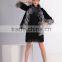 woman latest fashion rabbit coat with silver fox fur trim