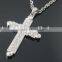 Christian religious alloy cross pendant with rhinestone covered chain necklace