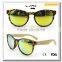 Newest Design Bamboo Sun Glasses Green Color Lenses Bamboo Arms Plastic Frame Sunglasses