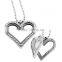 SRP6004 Fashion Jewelry 2015 Silver Heart Shaped Zircon Lockets Glass Memory Lockets Stainless Steel Jewelry