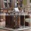 Retro Style Wood Veneer Inlaid Office Table With Chair, Vintage Wood Carved Executive Office Desk, Home Office Furniture Set