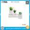 Set of 3 Modern White Stone Design Ceramic Succulent Planter Flower Pots & Plant Saucer Tray